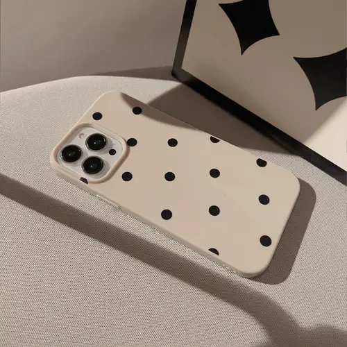 New Korean INS Polka Dot Print Khaki Soft Phone Case For iPhone 16 15 14 13 12 11 X XS XR Pro Max Plus Shockproof Bumper Cover - Image 3