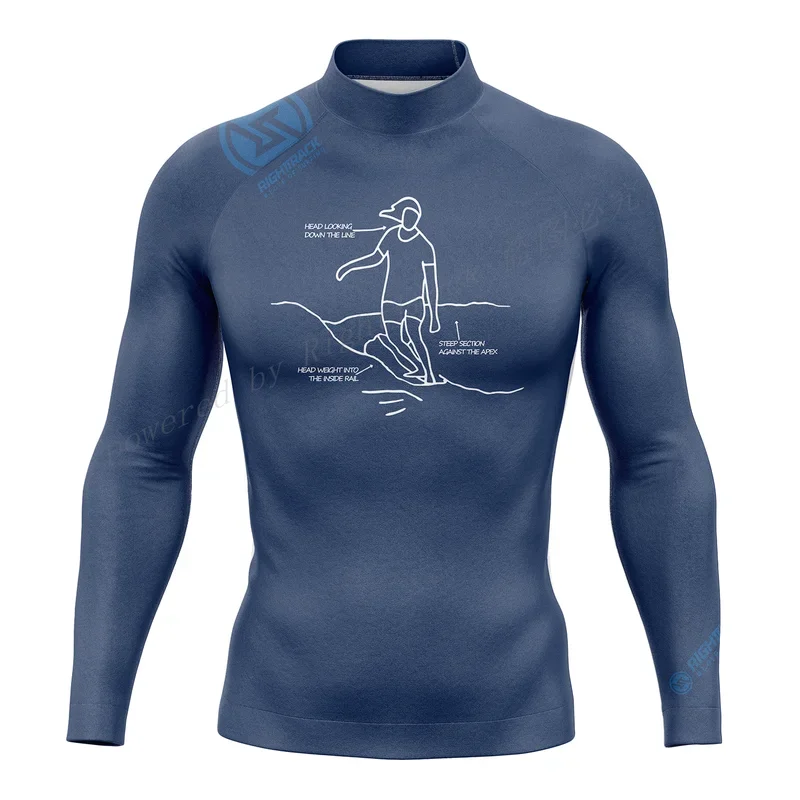 Hot Men's Surfing Shirt SummerTime Lycra Rashguard RIGHTTRACK For Surf Sportswear Beach UV Swimwear UPF50 Clothes