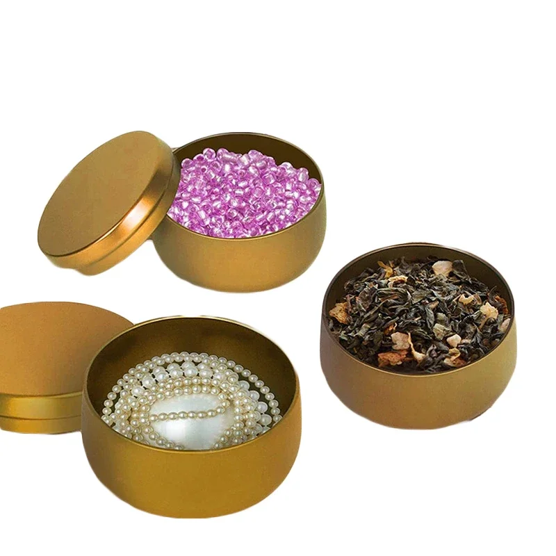 12Pcs Round Candle Tea Jars With Lid Aluminum Travel Tin Candle Storage Container Tea Cans Box Empty Cream Cosmetic Container tea tin box,tea canister