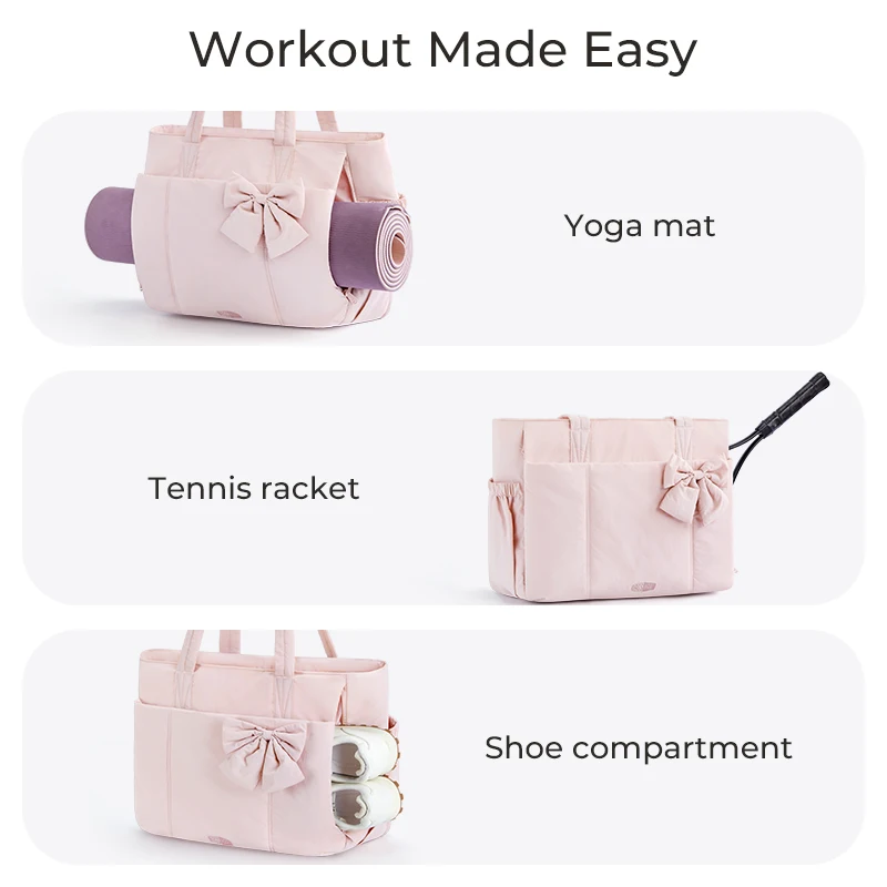 BAGSMART Padded Tote Bag With Bow Casual Quilted Padded Women