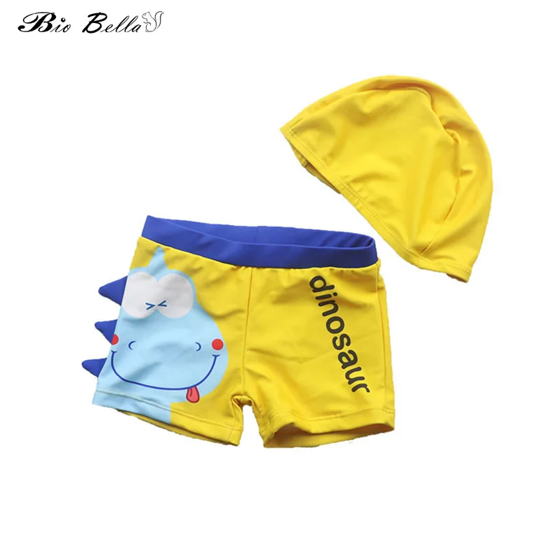 Swimming Trunks for Boy Cartoon Dinosaur Children's Swimsuit with Swimming Cap Toddler Baby Boys Bathing Suit Kids Swim Shorts image
