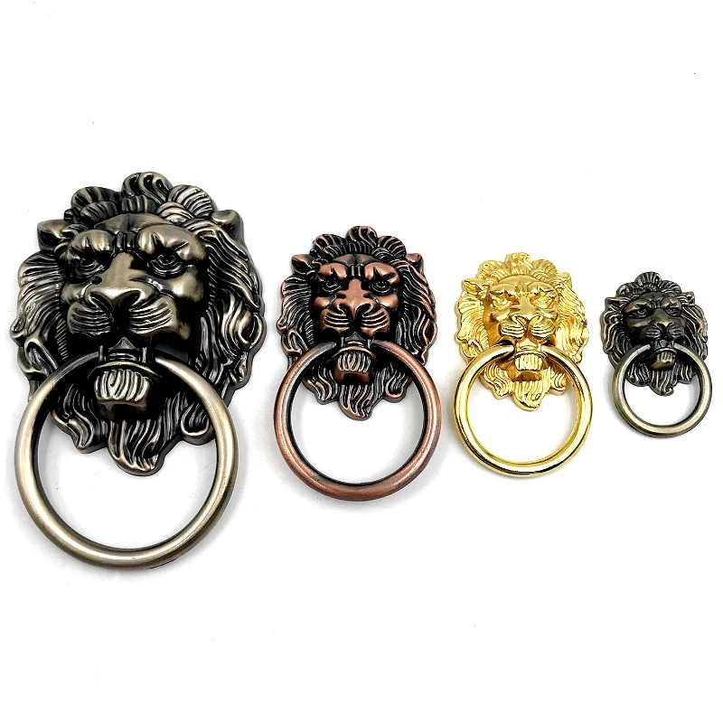 1PCS Knobs and Pulls Antique Bronze Lion Head Pulls For Dresser Drawer Cabinet Furniture Door Handles Knobs Vintage Door Knocker door handles,cabinet handles