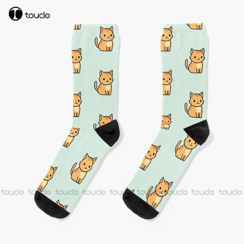 

Orange Tabby Cat Socks Halloween Socks Women Personalized Custom Unisex Adult Teen Youth Socks Street Skateboard Socks Funny Art