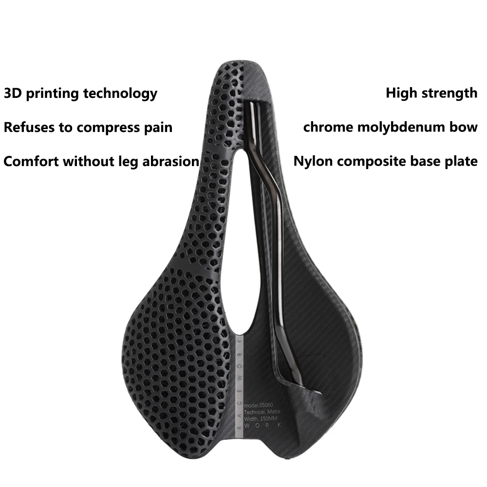 Description Picture 5 of itemRACEWORK 3D Printing Bicycle Saddle Hollow Seat Comfortable Breathable Honeycomb Cushion For Mountain Road Bike Seat Cushion