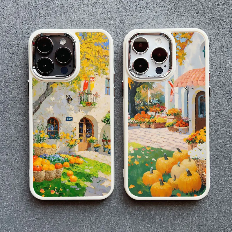 Herbst Landschaft Ölgemälde Silikon Telefon Fall Für iPhone 16 13 12 Mini 11 Pro Max 15 14 Pro Max Plus XR XS X 7 8 SE Zurück Abdeckung – Detail 12