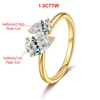 Bague en diamant Moissanite Double poire pour femmes, 1.5cttw, deux pierres Toi Et Moi, bandes de mariage, argent 925, plaqué or 18 carats, bijoux