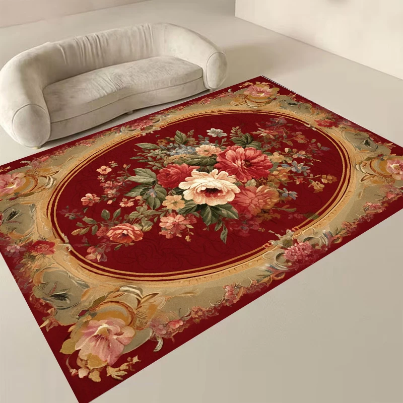 European Floral Carpets for Living Room Luxury Decoration 2x4m Big Size Area Rugs Home Bedroom Carpet Elastic Flannel Floor Mats 3