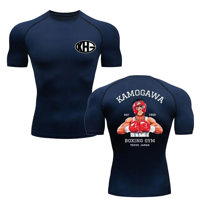 Men's compression sports T-shirt short sleeved running shirt gym attire quick drying tight top anime Hajime no IPPO short sleeve t shirt sport t shirt running t shirt running t shirts compression t shirt men t shirts