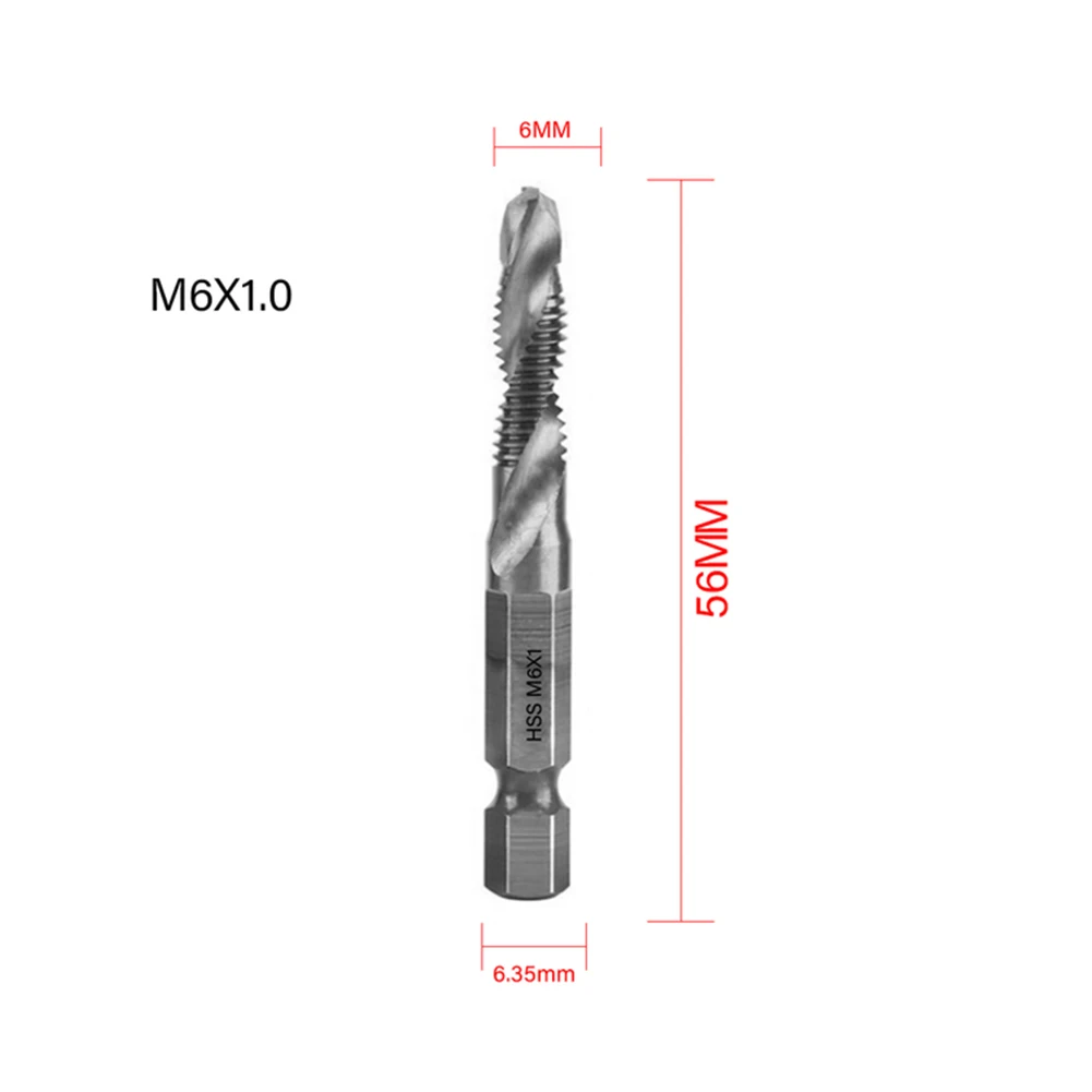 Hand Tap Drill Hex Shank HSS Composite Screw Spiral Point Thread Metric Drill Bit M3 M4 M5 M6 M8/M10 Hex Composite Thread Drill