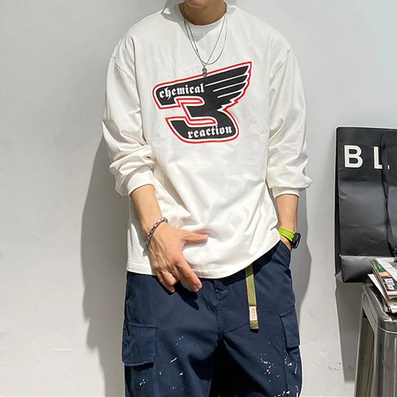 

Весенне-осенняя американская уличная одежда, модные Свободные повседневные свитшоты с принтом в стиле Харадзюку, тонкая мужская одежда с длинным рукавом, корейский пуловер