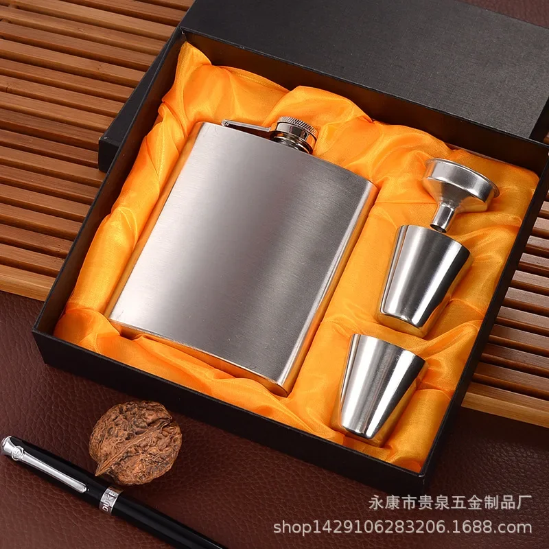 Portable Stainless Steel Hip Flask Whiskey Flagon Wine Pot Bottle Funnel Travel Classic Drinkware Outdoor Gift 7oz 8oz