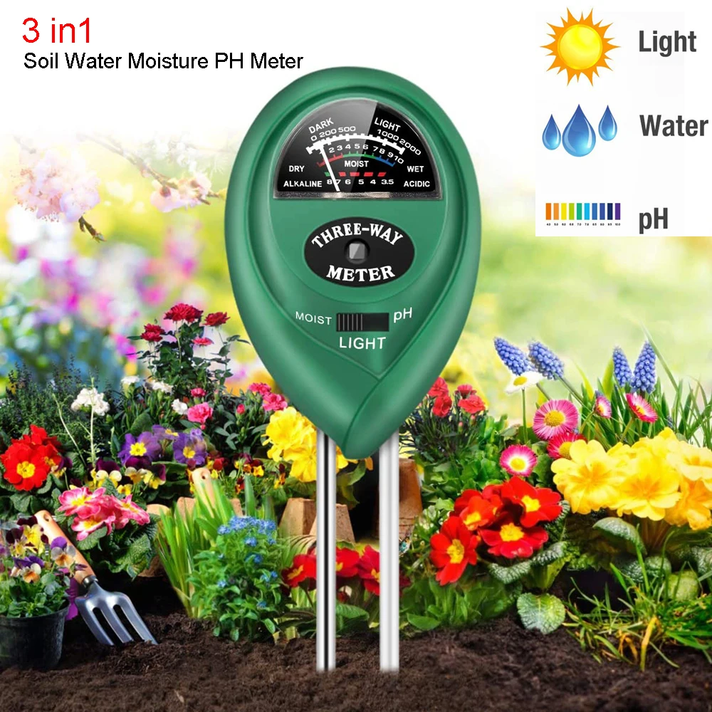 3 in1 Soil Water Moisture ph meter Acidity Humidity Sunlight Light PH Test Moisture Meter Plant Soil Monitor Detector