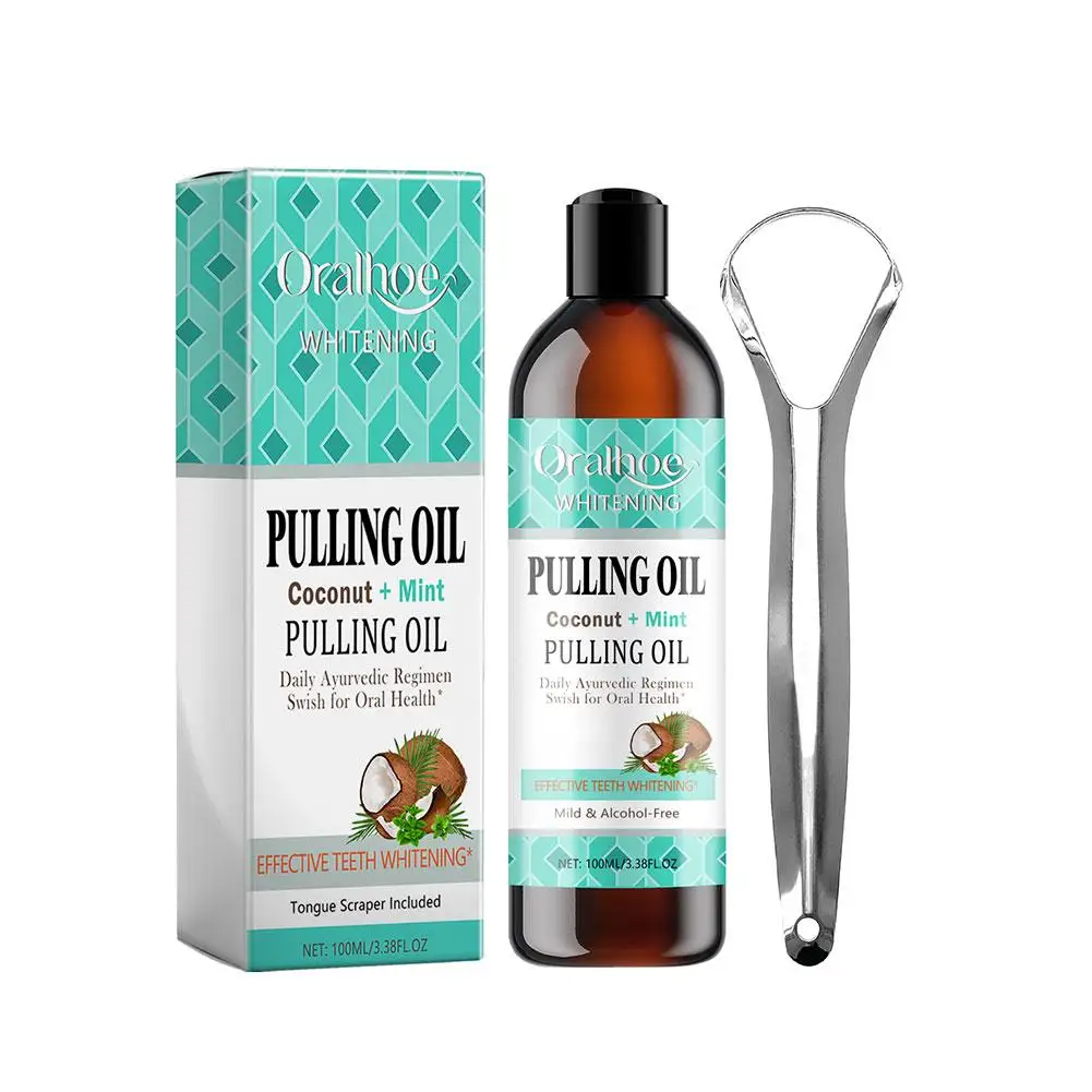 Teeth Whitening Kit 100ML Coconut Mint Pulling Oil Mouthwash