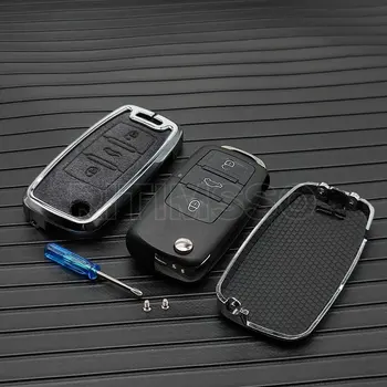 Nuova custodia per chiave a scatto per auto in lega per Volkswagen VW Polo Golf Passat Tiguan Beetle Caddy T5 Up Eos Skoda Octavia Seat Leon Altea 5 Nuova custodia per chiave a scatto per auto in lega per Volkswagen VW Polo Golf Passat Tiguan Beetle Caddy T5 Up Eos Skoda Octavia Seat Leon Altea - Nuova custodia per chiave a scatto per auto in lega per Volkswagen VW Polo Golf