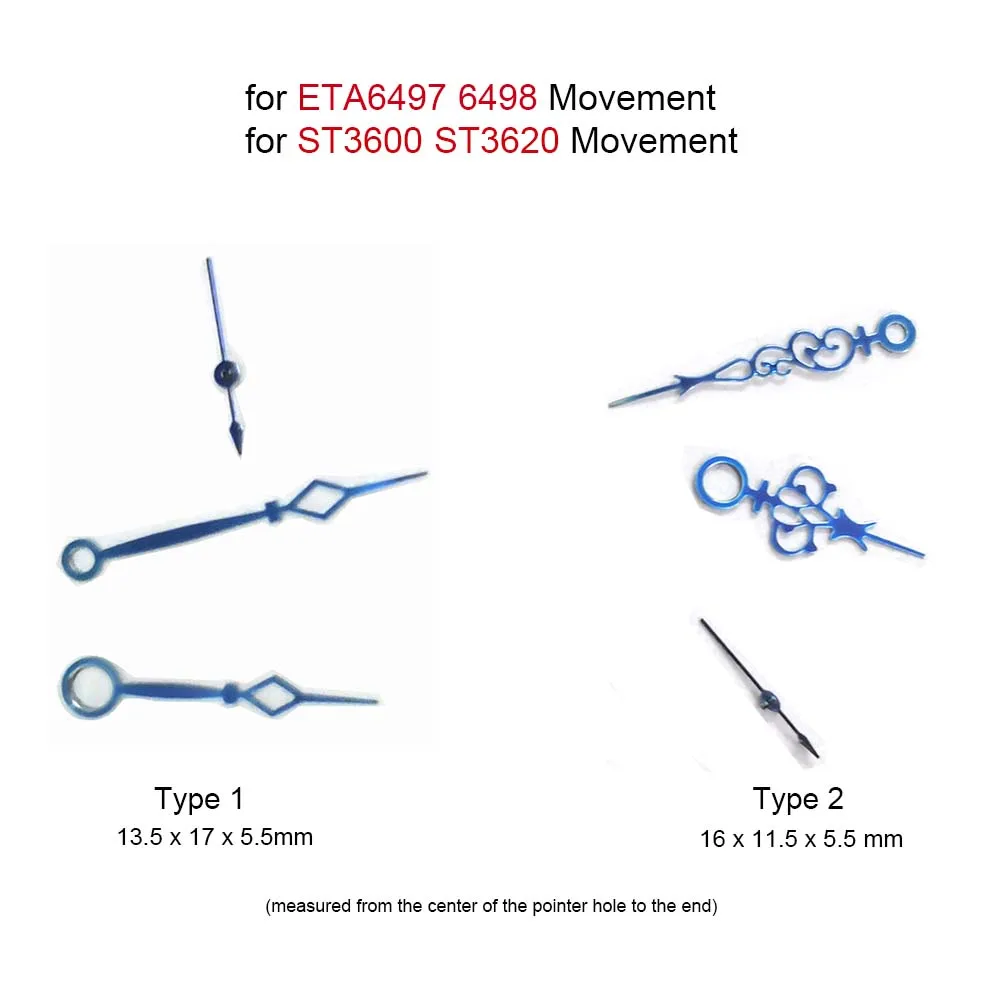 Watch Hands Set For ETA Unitas 6497 / 6498 Movement - Sword Hands, Made In Germany 10 thumbnail image