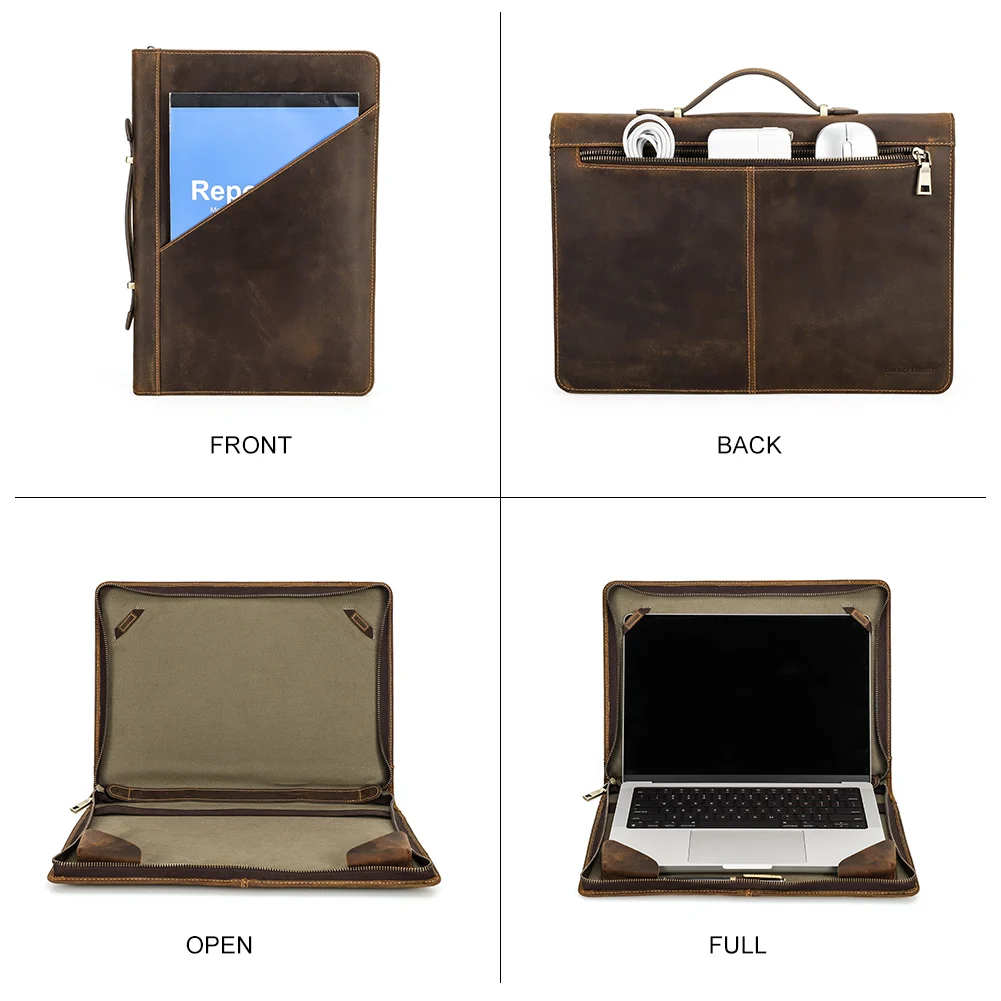 Família de Contato-capa de Couro Genuíno para Macbook Bolsa de Manga para Laptop Pasta para Macbook Pro Air 13 m1 14 Pro 16 2023 - Imagem 4