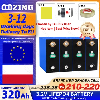 Batteria LiFePO4 3.2V 320Ah con 8000+ cicli di carica, disponibile in UE, per fai da te 12V 48V 72V 96V, camper, veicoli elettrici, campeggio, auto, barche, sistemi solari e accumulo energetico domestico