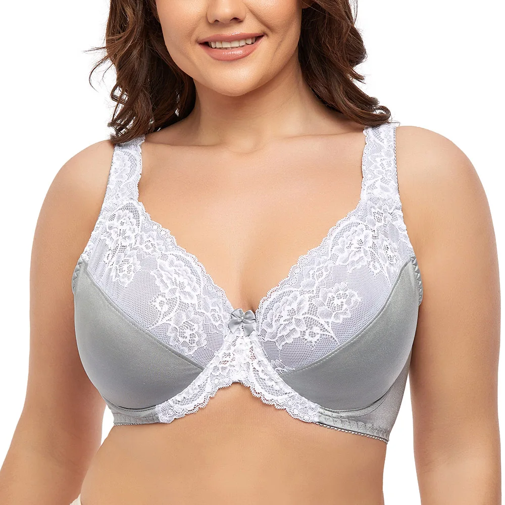 sexy women s ultra thin translucent half cup and supportive lace bra sexy temptation comfortable breathable bra set wt043 Plus Size Bra Women Gray Sexy Lace Ultra-thin Minimizer Underwired Bralette Plus Size Lingerie C D DD E F G H I Cup