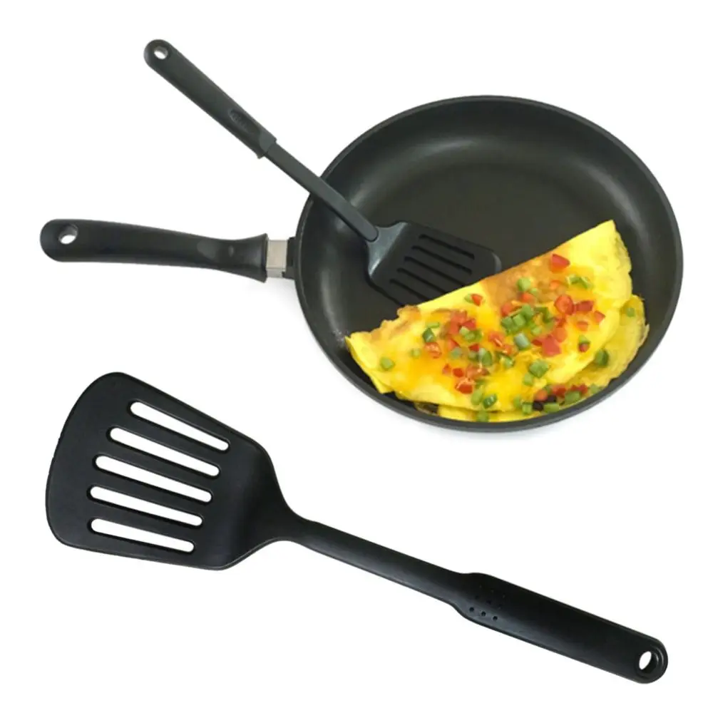Portable Heat Resistant Cooking Serving kitchen utensils Cooking Tool Black Nylon Spoon Slotted