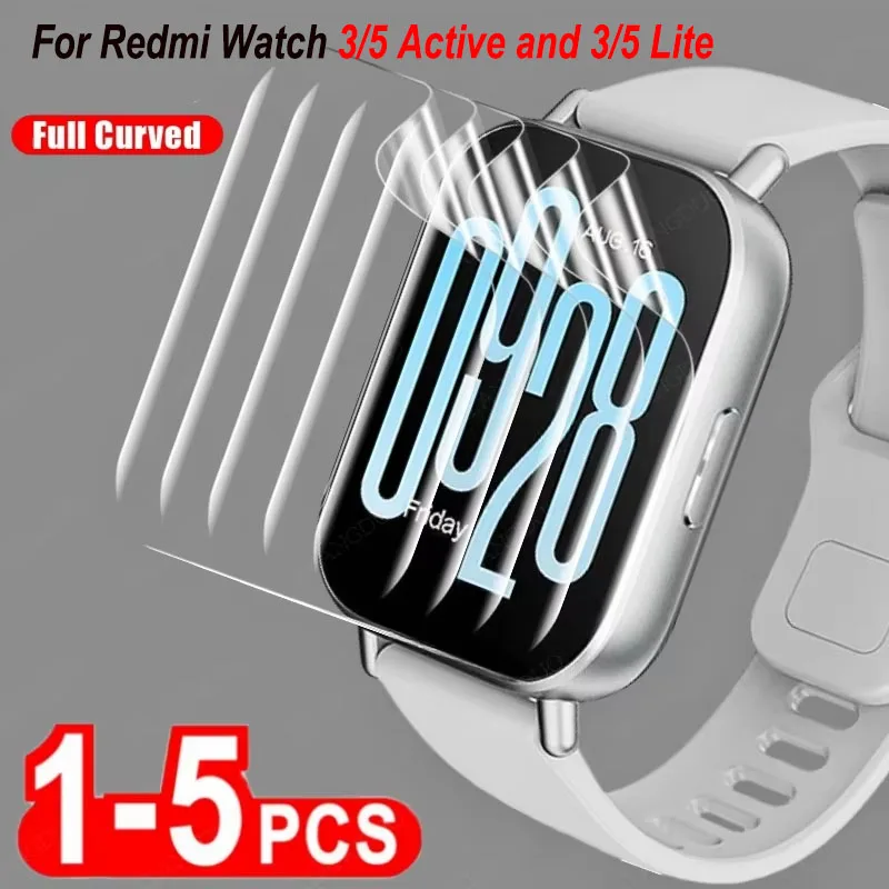 Screen Protector 1-5PCS Hydrogel Film For Redmi Watch 3 5 Active Watch 4 3 Lite Protective Film Anti Scratch Screen Protector Redmi 5Active