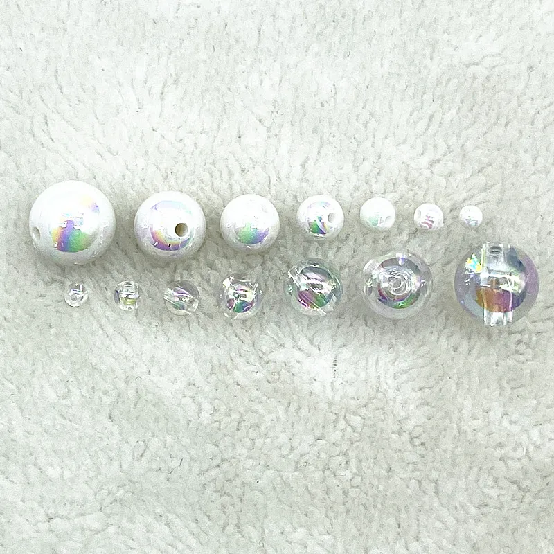 주얼리 제작용 원형 아크릴 비즈, 느슨한 스페이서 비즈, DIY 수제 의류 액세서리, 컬러 AB 참, 4-14mm
