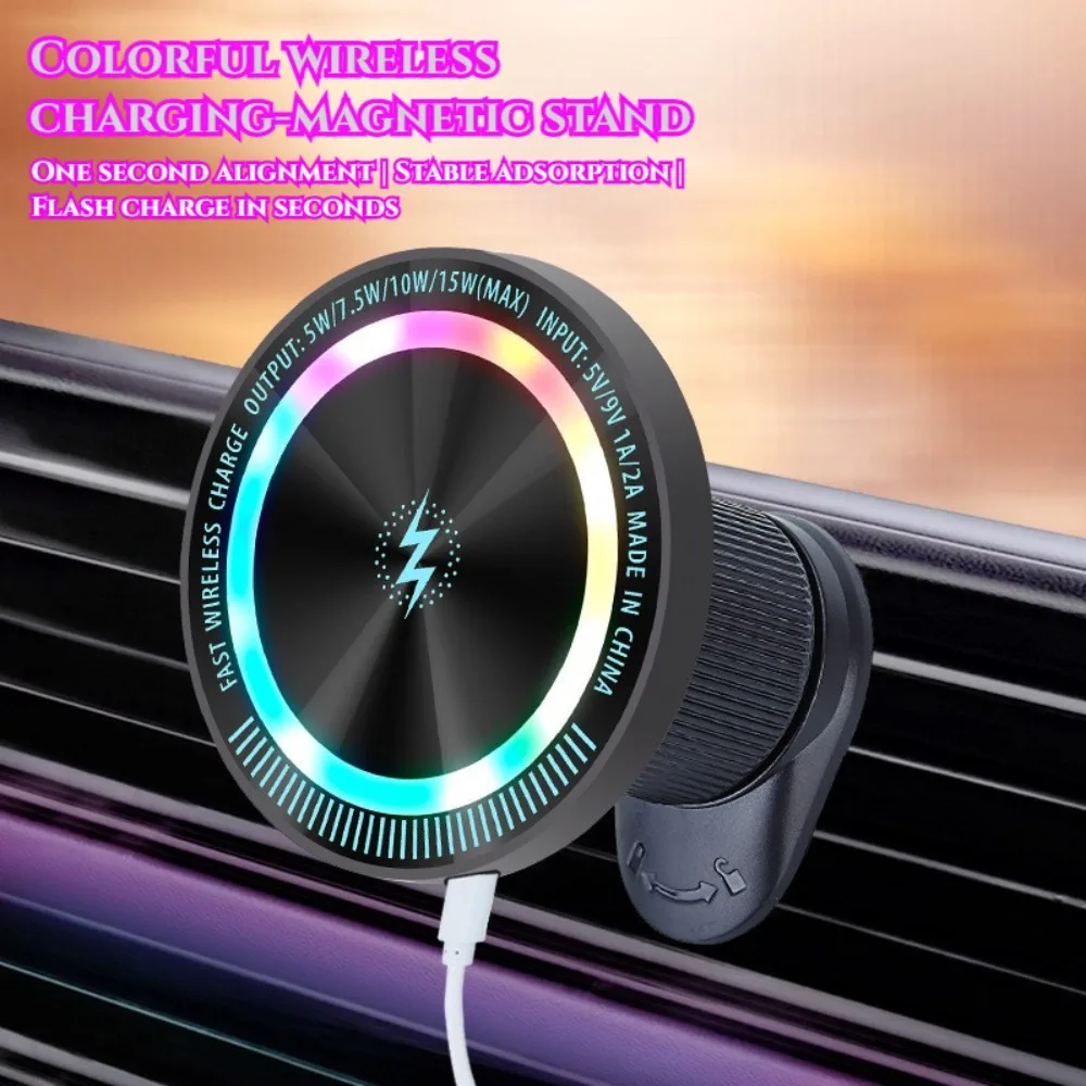 Magnetic Wireless Fast Charging Car Phone Mount with 15W Power
