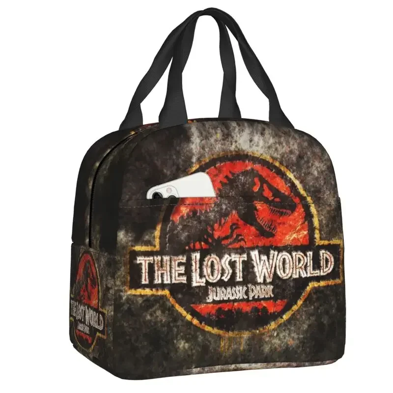 

The Lost World Jurassic Park Lunch Bag Thermal Cooler Insulated Bento Box For Women Kids Work School Beach Travel Food Tote Bags