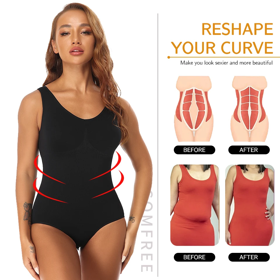 Women Shapewear Bodysuit Seamless Tummy Control Body Shaper Tank Tops Compression Shirts Waist Trainer Vest Slimming Underwear target shapewear