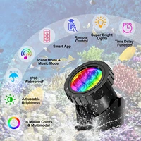 10 LED RGB Underwater Pond Lights IP68 Landscape Fountain Spotlight Bluetooth APP Control for Fish Aquarium Tank Garden Yard 2