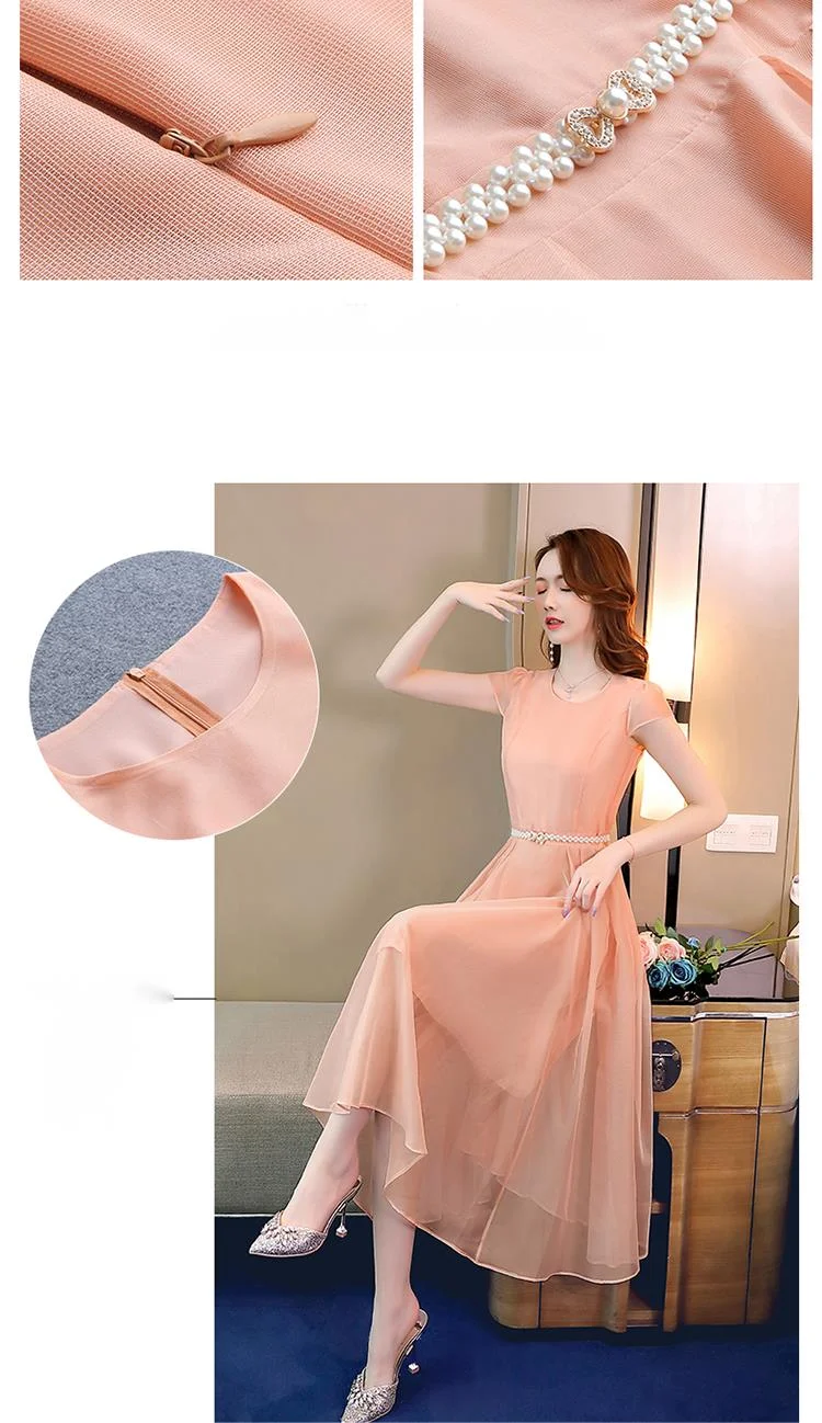 Abito attillato tinta unita in stile fata estate 2024 con cintura in vita_voghion.com