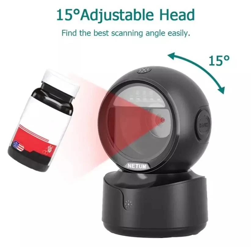NT-A5 NETUM 2D Desktop Barcode Scanner Omnidirectional Hands-Free Wired USB Big Bar code Reader 1D QR Screen Barcodes Scanning