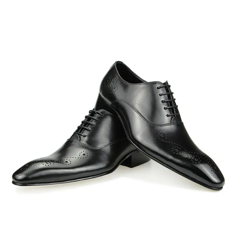 Luxury Genuine Leather Men Shoe Brogue Dress Oxfords for Male Lace-up Hand Painted Casual Party Wedding Daily High Grad Footwear