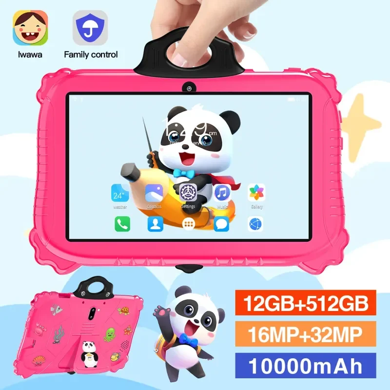 

Kids Tablet 7" Tablet for Kids 12+512GB Android 14 10 Core WiFi 12H Battery Parental Control Bluetooth HD Display Cameras Gfits