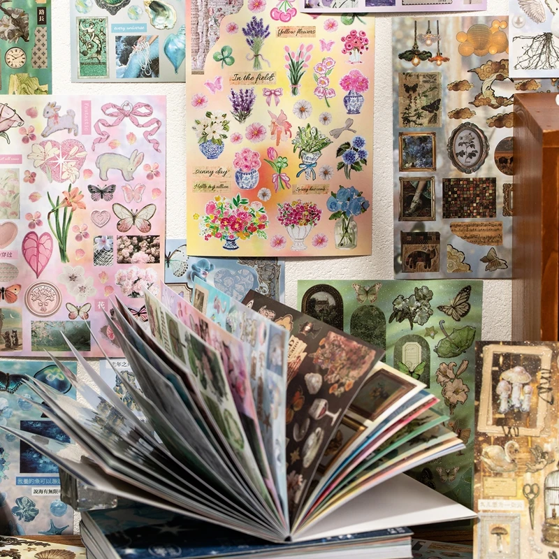 30 Pages Retro Style Decorative Stickers Book Scrapbooking Phone