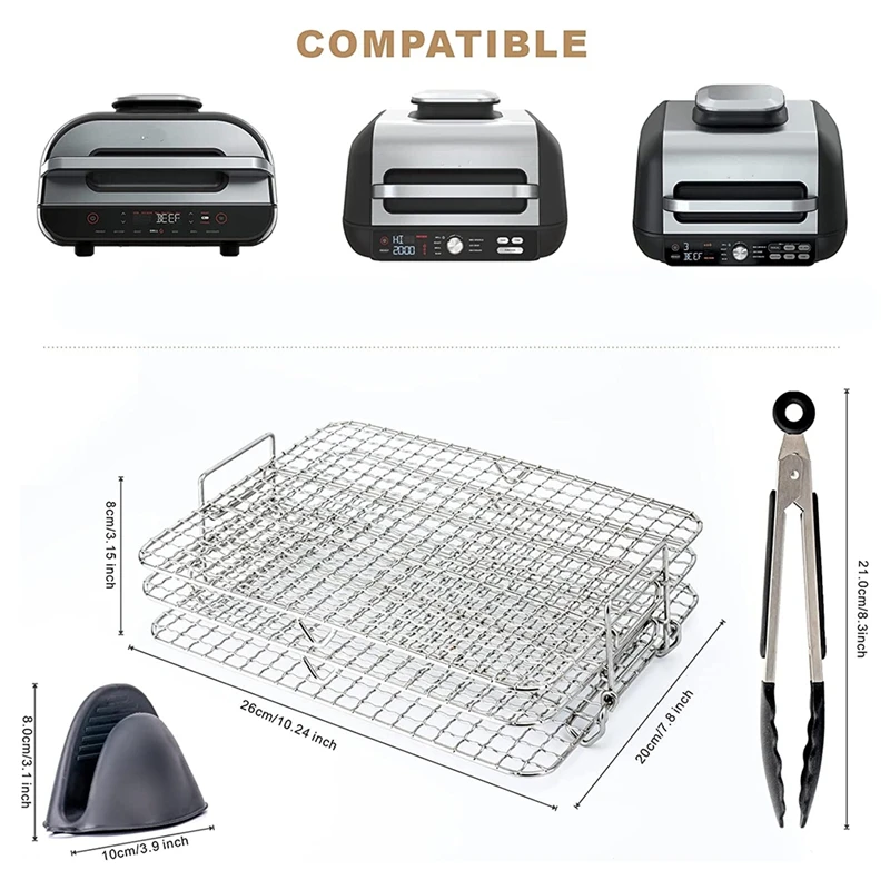 Air Fryer Accessories Rack For Ninja Foodi Grill XL Air Fryer Multi-Layer Dehydrator Rack Toast Fryer
