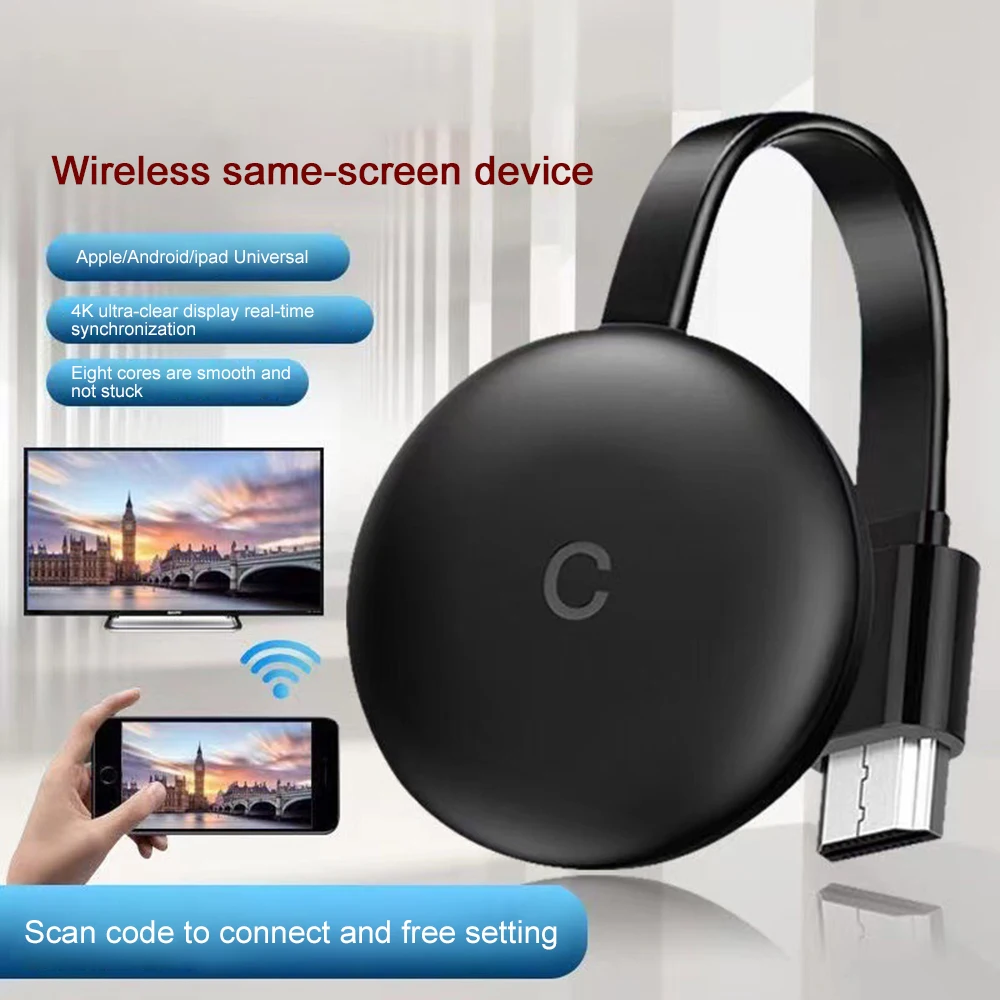 Wireless WiFi Display Dongle TV Stick Screen Mirroring 1080P G12 TV Stick for Chromecast 4K HD HDMI-Compatible Media Player