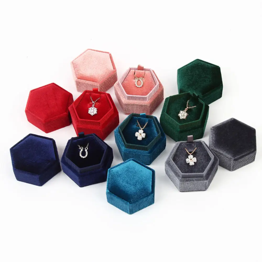 High-grade Octagon Square Velvet Pair Ring Box Anniversary Ring Gifts Organizer Jewlery Storage Organizer Rings Packaging