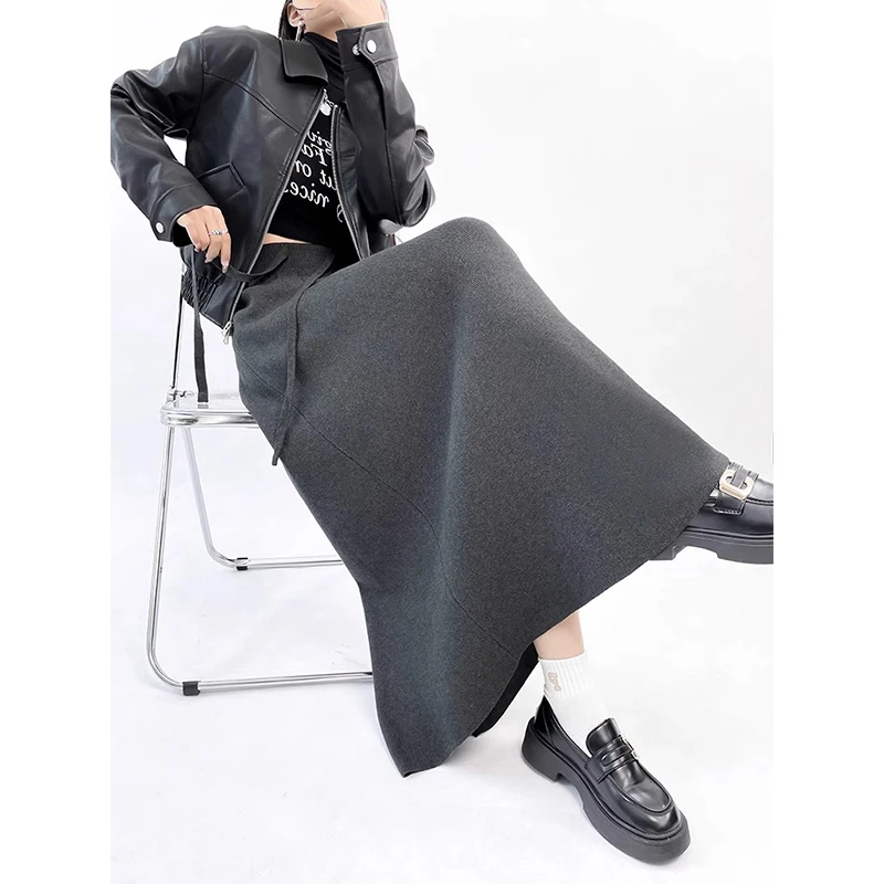 Autumn Winter Pregnant Woman Knitting Skirts Adjustable Waist Irregular Large Hem Maternity Umbrella Skirt Pregnancy Maxi Skirts