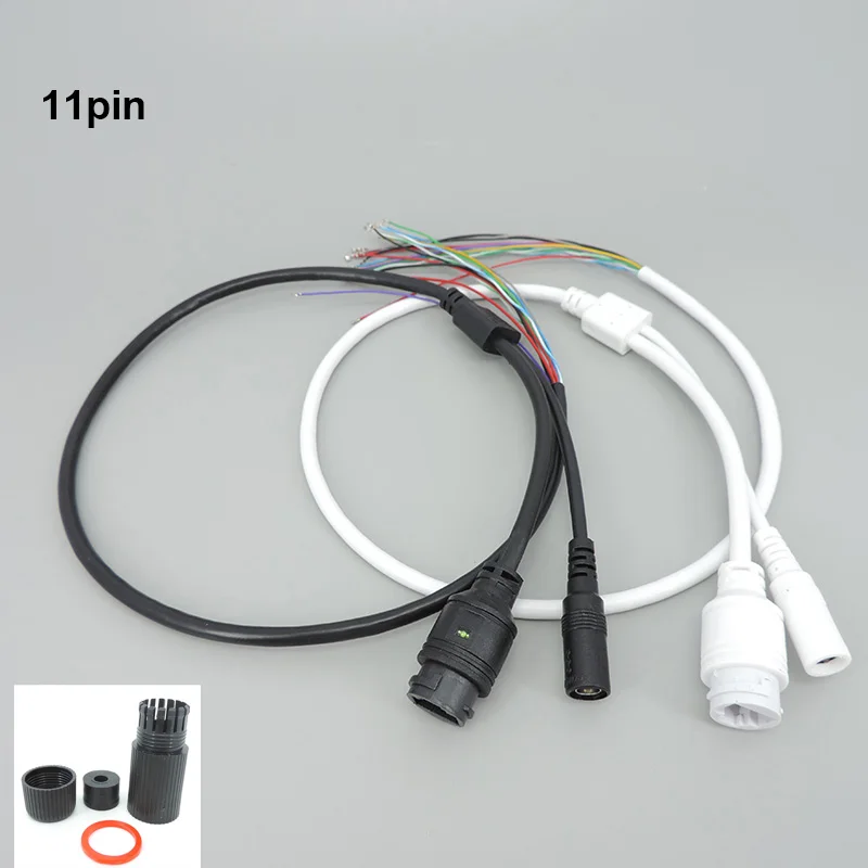 

11 core CCTV POE IP network Camera PCB Module video power cable RJ45 DC female connector Terminlas waterproof with 4/5(+) 7/8(-)