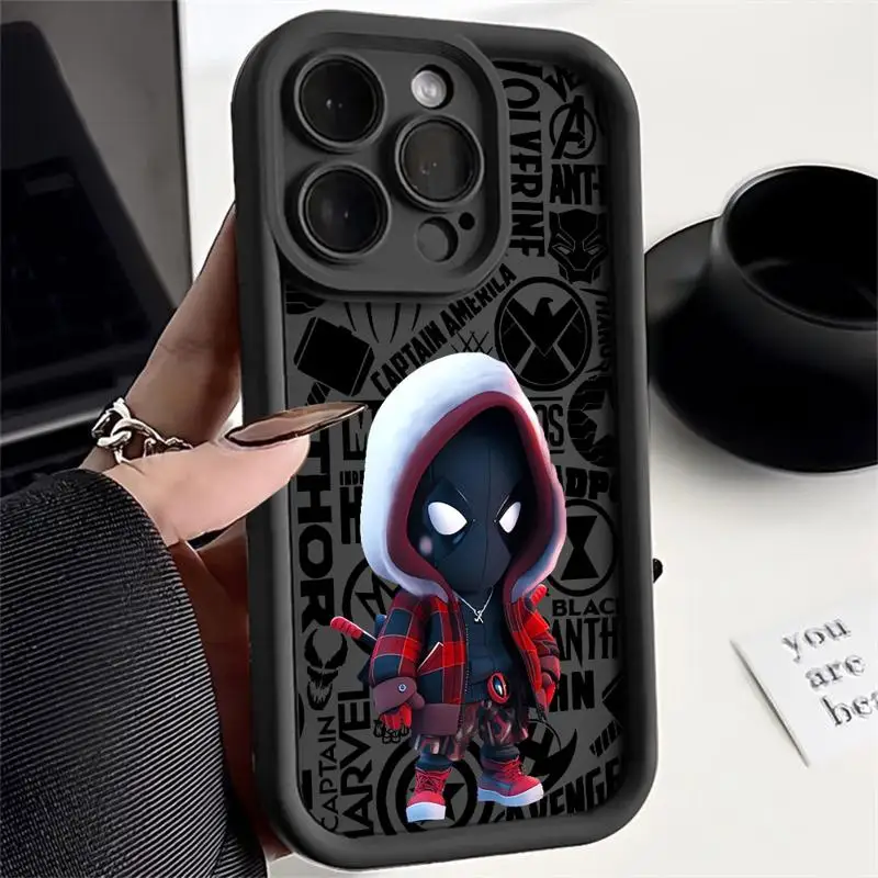 thumbnail image 1 of Marvel-Funda de silicona líquida para teléfono móvil, carcasa suave de Deadpool, Spiderman Boy, para Apple iPhone 11, 12, 13, 14, 15 Pro Max, 16 Plus, 1 of 4