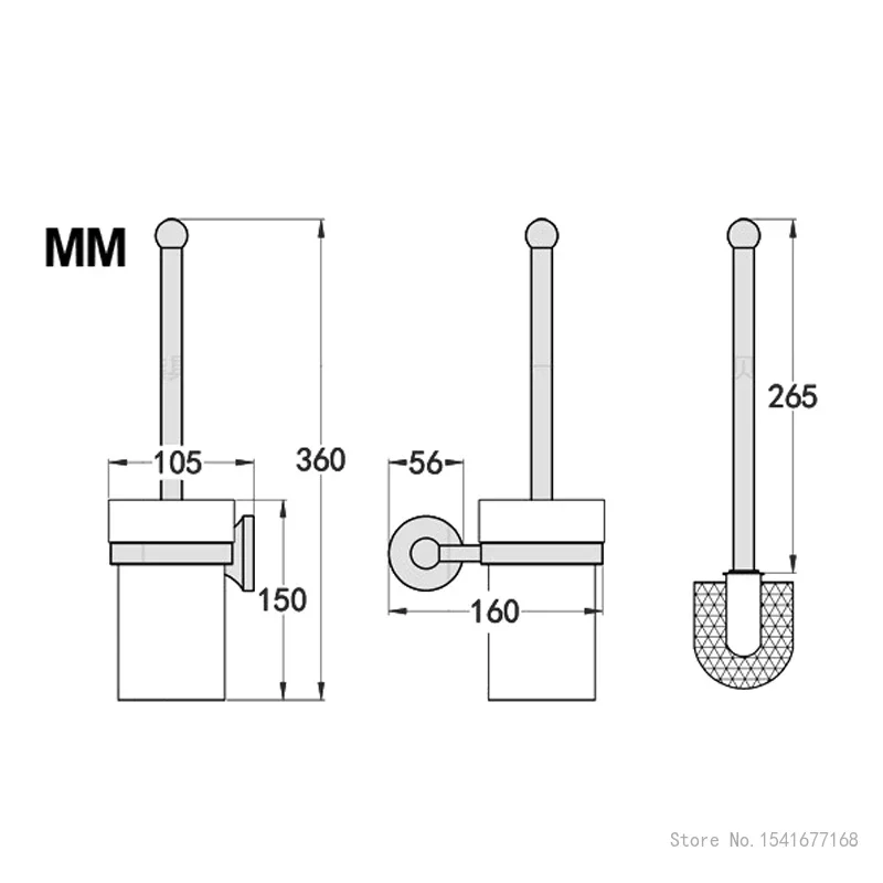New Style Metal Hardware Retro Bathroom Pendant Home Furnishings Bathroom Wall Hanging White Ceramic Cup Toilet Brush Holder 1Pc