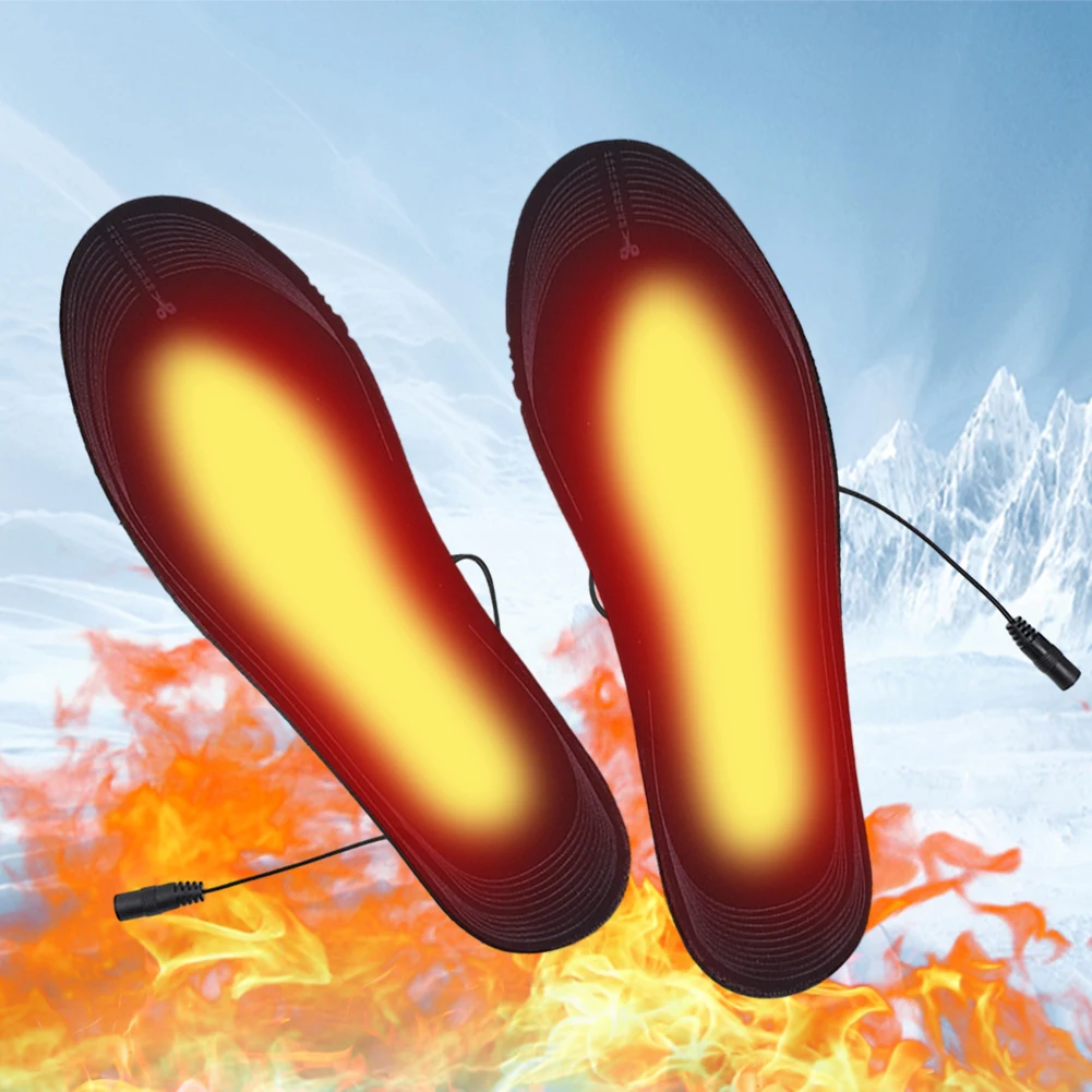 Unisex USB Rechargeable Electric Heated Insoles - Adjustable Temperature Foot Warmer