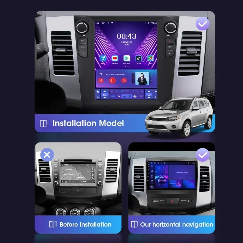 2 Ricaj android 12 autó Rádióadó számára mitsubishi Nem búr 2005 2006-2012 Kormánymű Multimédia videó 4G carplay Tesla stílusú fejét Gépegység