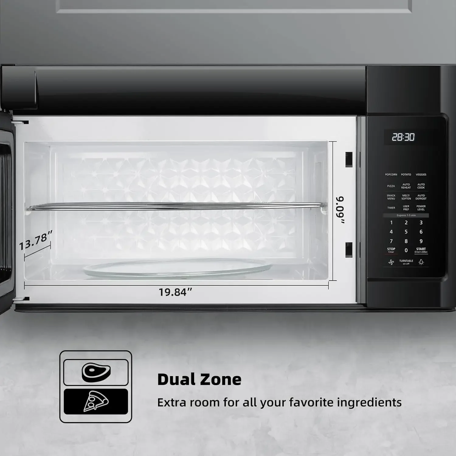 1.9 Cu. Ft. 30 Inch OTR1902B Over the Range Microwave Oven, Over the Stove Microwave, 1000 Watts, 400 CFM Exhaust Fan an