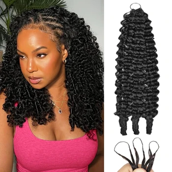 Extension per capelli ricci sintetici da 16 pollici, effetto piuma, simili a capelli umani, senza nodi, pre-separati, invisibili, riutilizzabili, per donna