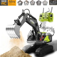RC Excavator 2.4Ghz 16 Channel 1:16 RC Engineering Car with Light and Music Alloy & Plastic Simulation Construction Vehicle Toys 1