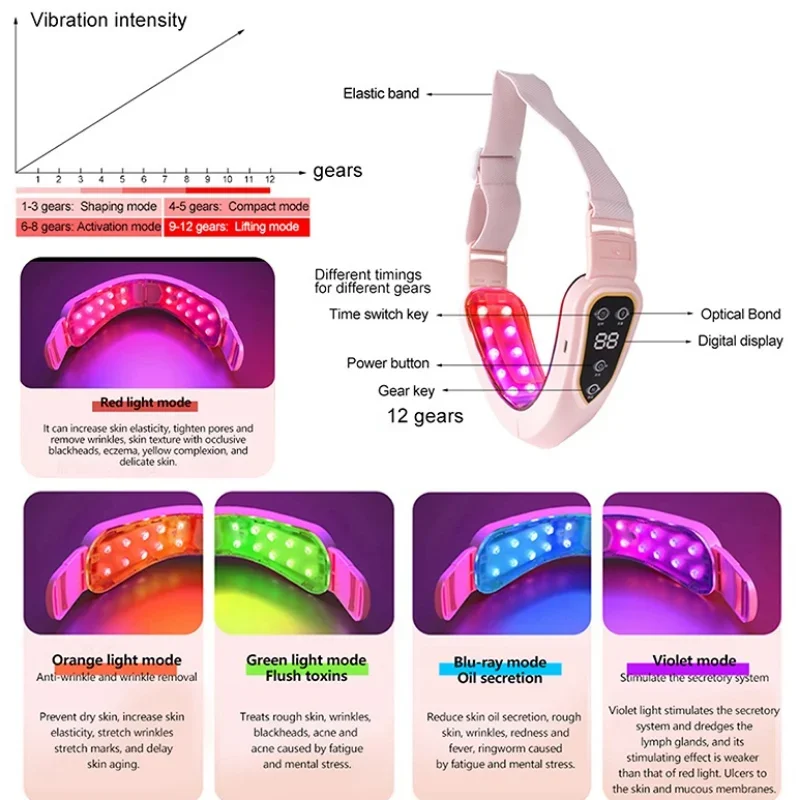 V-Face LED Photon Therapy Facial Slimming Vibration Massager Facial Lifting Device Facial Heated Double Chin Vibration Massager