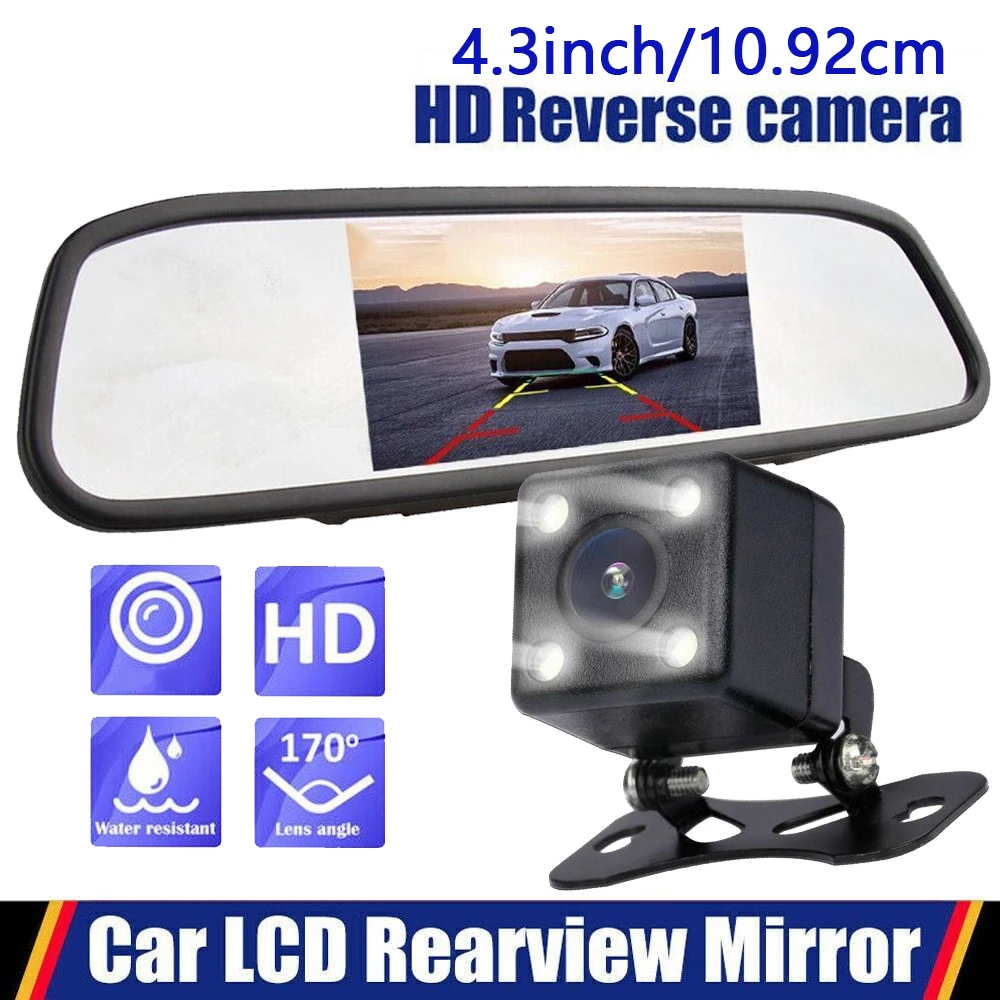 

HD Reversing Camera & 4.3'' Display Monitor Night Vision Reverse Backup Camera Parking Assistance - Full Set