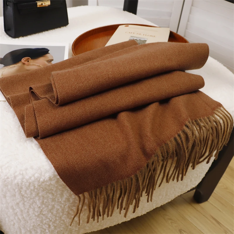 51 farbe Solide Frauen Winter Schal Warm Verdicken Kaschmir Schal Außen Quasten Pashmina Dame Wrap Winddicht Schals Mode Luxus – Detail 28
