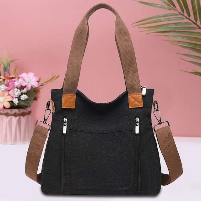 Bolsos cruzados para mujer, bolso de pecho Retro informal, bolso con  cinturón, bolso mensajero Oxford (negro) Likrtyny